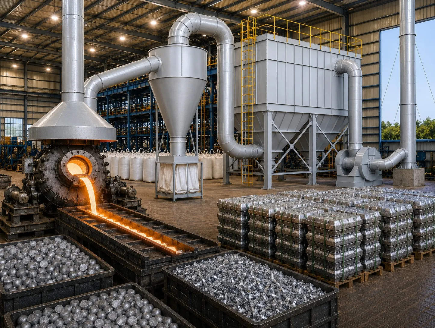 Govind Metalloys aluminium plant with extrusion billets