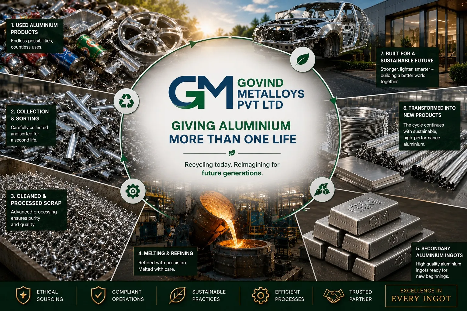 Shredded aluminium scrap ready for recycling